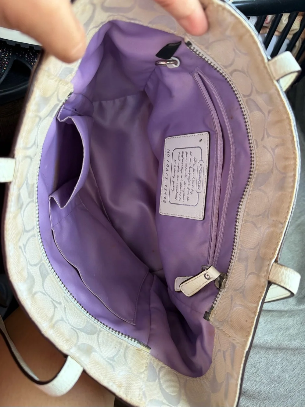 Coach Patchwork Signature Tote in Beige with Iridescent Accent